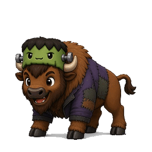 Gemini 4 Argon: American bison in a Halloween costume