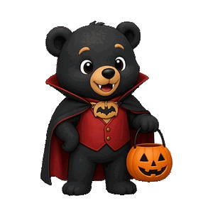 Gemini 4 Argon: American black bear in a Halloween costume