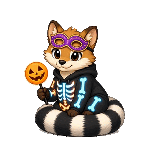 Gemini 4 Argon: Ringtail dressed as skeleton
